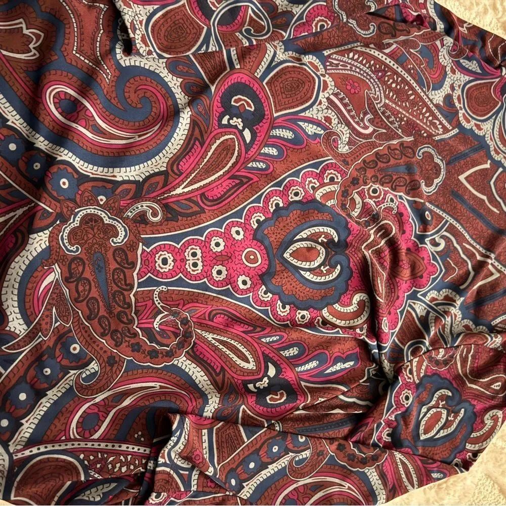Charter Club Paisley Button-Down Shirt in Rust, Navy & Pink - Picture 7 of 7